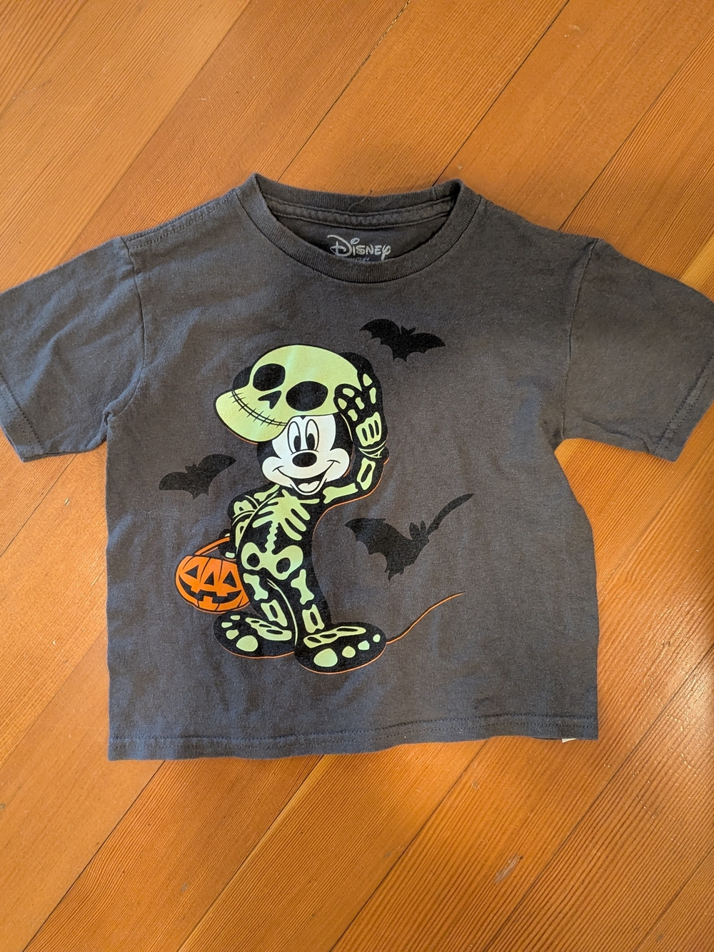 Disney Mickey Mouse Skeleton Halloween T-Shirt Kids 4T Gray